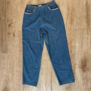 Vintage Koret City Blues Embroidered Women's tapered pull on Blue Jeans size 6P